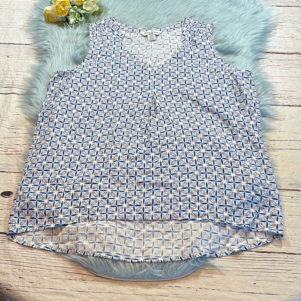 Tommy Bahama Blue White Geometric Print Sleeveless Top sz S